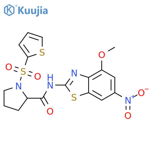 N-(4-methoxy-6-nitro-1,3-benzothiazol-2-yl)-1-(thiophene-2-sulfonyl)pyrrolidine-2-carboxamide structure