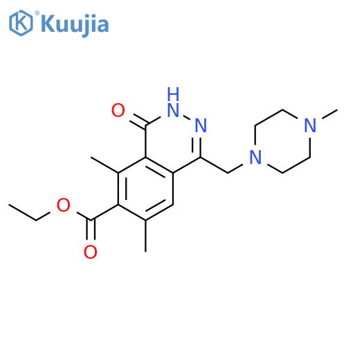 6-Phthalazinecarboxylic acid, 3,4-dihydro-5,7-dimethyl-1-[(4-methyl-1-piperazinyl)methyl]-4-oxo-, ethyl ester structure