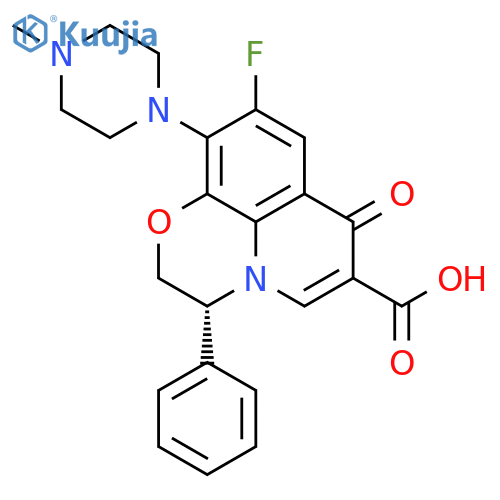 7H-Pyrido[1,2,3-de]-1,4-benzoxazine-6-carboxylic acid, 9-fluoro-2,3-dihydro-10-(4-methyl-1-piperazinyl)-7-oxo-3-phenyl-, (R)- structure