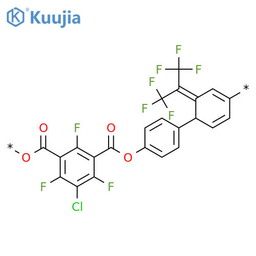 Poly[oxycarbonyl(5-chloro-2,4,6-trifluoro-1,3-phenylene)carbonyloxy-1,4-phenylene[2,2,2-trifluoro-1-(trifluoromethyl)ethylidene]-1,4-phenylene] structure