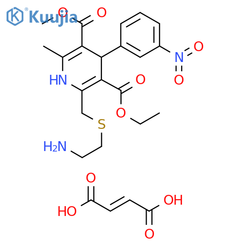 3,5-Pyridinedicarboxylic acid,2-[[(2-aminoethyl)thio]methyl]-1,4-dihydro-6-methyl-4-(3-nitrophenyl)-,3-ethyl 5-methyl ester, (E)-2-butenedioate (1:1) structure