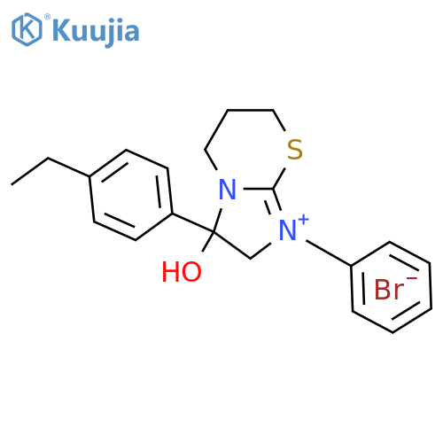 3-(4-ethylphenyl)-3-hydroxy-1-phenyl-2H,3H,5H,6H,7H-1-imidazo2,1-b1,3thiazin-1-ylium bromide structure