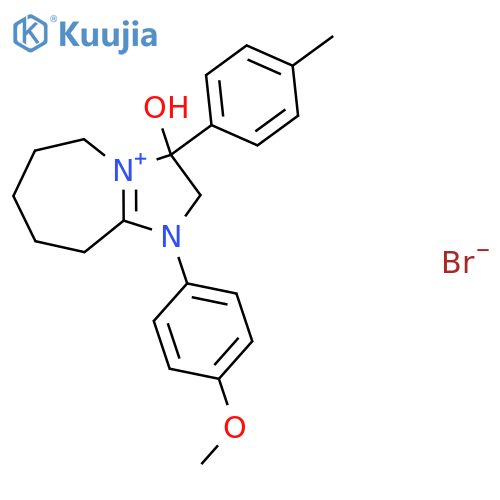 3-hydroxy-1-(4-methoxyphenyl)-3-(4-methylphenyl)-2H,3H,5H,6H,7H,8H,9H-1-imidazo1,2-aazepin-1-ylium bromide structure