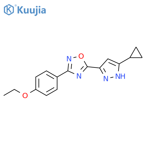 5-(3-cyclopropyl-1H-pyrazol-5-yl)-3-(4-ethoxyphenyl)-1,2,4-oxadiazole structure