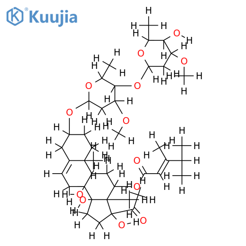 (3beta,12beta,14beta,17alpha)-3-{[2,6-dideoxy-4-O-(2,6-dideoxy-3-O-methyl-alpha-L-lyxo-hexopyranosyl)-3-O-methyl-beta-D-ribo-hexopyranosyl]oxy}-12-{[ (2E)-3,4-dimethyl-1-oxopent-2-en-1-yl]oxy}-8,14,17-trihydroxypregn-5-en-20-one structure