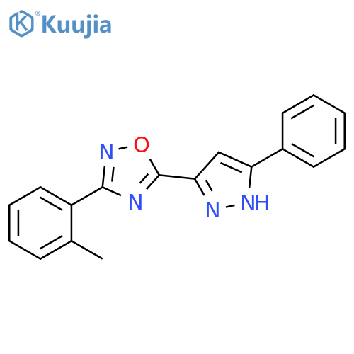 3-(2-methylphenyl)-5-(3-phenyl-1H-pyrazol-5-yl)-1,2,4-oxadiazole structure
