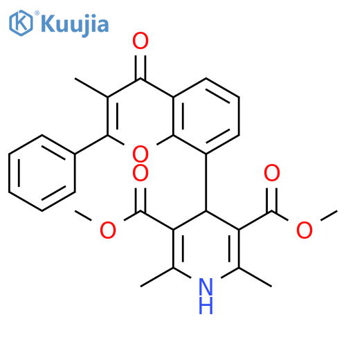 3,5-Pyridinedicarboxylicacid,1,4-dihydro-2,6-dimethyl-4-(3-methyl-4-oxo-2-phenyl-4H-1-benzopyran-8-yl)-,3,5-dimethyl ester structure