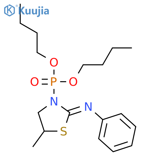 Phosphonic acid, [5-methyl-2-(phenylimino)-3-thiazolidinyl]-, dibutyl ester structure