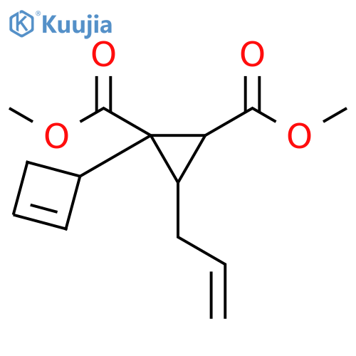 1,2-Cyclopropanedicarboxylic acid, 1-(2-cyclobuten-1-yl)-3-(2-propenyl)-, dimethyl ester structure