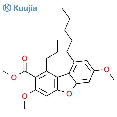 2-Dibenzofurancarboxylic acid, 3,7-dimethoxy-9-pentyl-1-propyl-, methyl ester structure