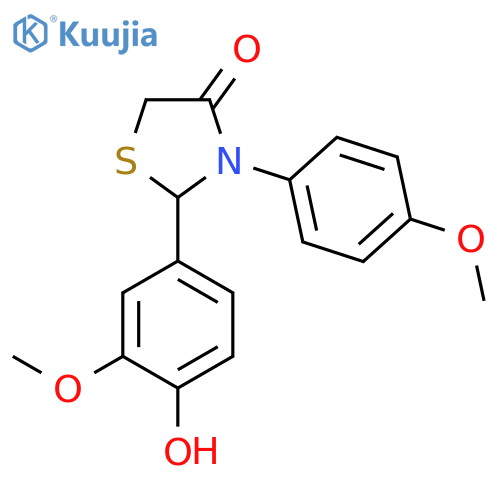 4-Thiazolidinone, 2-(4-hydroxy-3-methoxyphenyl)-3-(4-methoxyphenyl)- structure