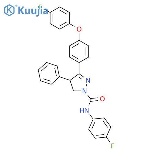 1H-Pyrazole-1-carboxamide, 3-[4-(4-fluorophenoxy)phenyl]-N-(4-fluorophenyl)-4,5-dihydro-4-phenyl- structure
