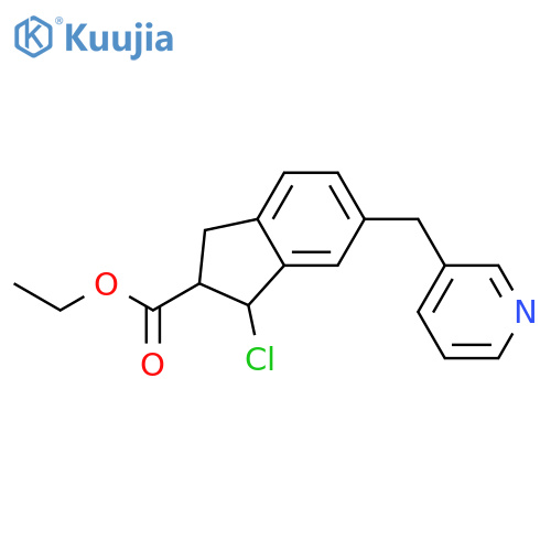 1H-Indene-2-carboxylic acid, 1-chloro-2,3-dihydro-6-(3-pyridinylmethyl)-, ethyl ester structure
