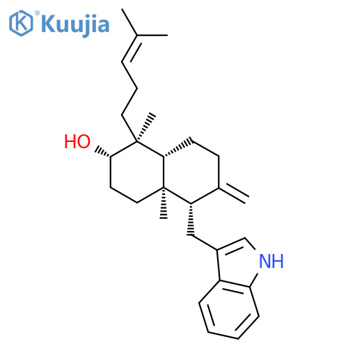 (1S,2S,4Ar,5S,8aR)-5-(1H-indol-3-ylmethyl)-1,4a-dimethyl-6-methylidene-1-(4-methylpent-3-enyl)-3,4,5,7,8,8a-hexahydro-2H-naphthalen-2-ol structure