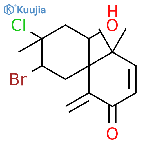 Spiro[5.5]undec-3-en-2-one, 10-bromo-9-chloro-7-hydroxy-5,5,9-trimethyl-1-methylene- structure