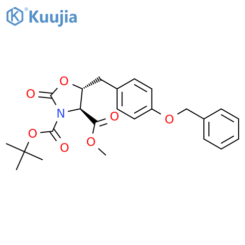 3,4-Oxazolidinedicarboxylic acid, 2-oxo-5-[[4-(phenylmethoxy)phenyl]methyl]-, 3-(1,1-dimethylethyl) 4-methyl ester, (4S-trans)- structure