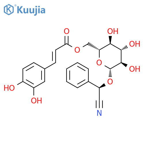 Benzeneacetonitrile, a-[[6-O-[(2E)-3-(3,4-dihydroxyphenyl)-1-oxo-2-propenyl]-b-D-glucopyranosyl]oxy]-, (aR)- (9CI) structure