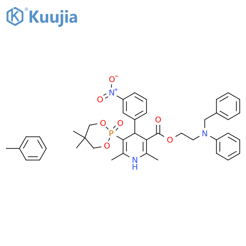 3-Pyridinecarboxylic acid, 5-(5,5-dimethyl-2-oxido-1,3,2-dioxaphosphorinan-2-yl)-1,4-dihydro-2,6- dimethyl-4-(3-nitrophenyl)-, 2-[phenyl(phenylmethyl)amino]ethyl ester, compd. with methylbenzene (1:1) structure
