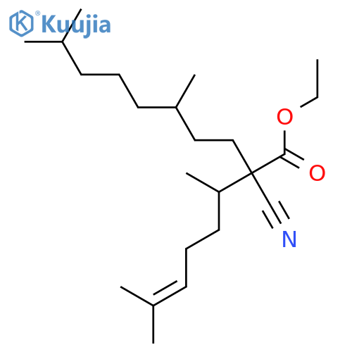 Decanoic acid, 2-cyano-2-(1,5-dimethyl-4-hexenyl)-5,9-dimethyl-, ethyl ester structure