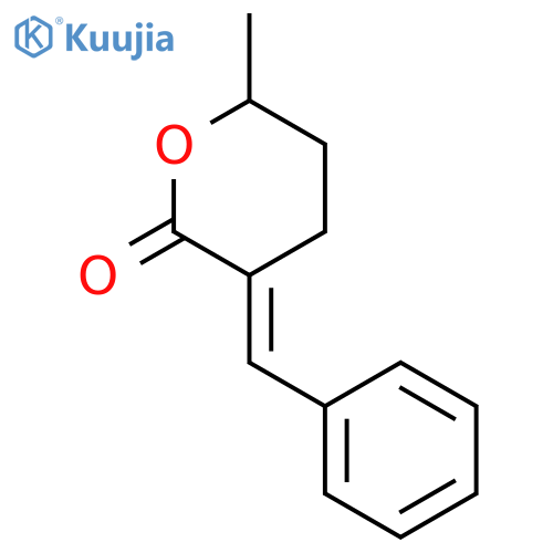 2H-Pyran-2-one, tetrahydro-6-methyl-3-(phenylmethylene)-, (E)- structure