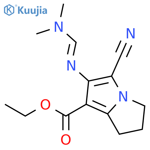 1H-Pyrrolizine-7-carboxylic acid, 5-cyano-6-[[(dimethylamino)methylene]amino]-2,3-dihydro-, ethyl ester structure