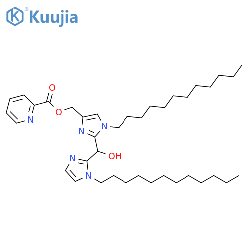 2-Pyridinecarboxylic acid, [1-dodecyl-2-[(1-dodecyl-1H-imidazol-2-yl)hydroxymethyl]-1H-imidazol-4-yl]methyl ester structure