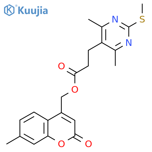(7-methyl-2-oxo-2H-chromen-4-yl)methyl 3-[4,6-dimethyl-2-(methylsulfanyl)pyrimidin-5-yl]propanoate structure