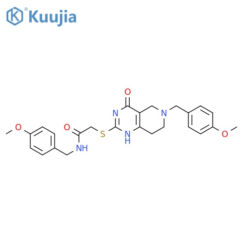 N-[(4-methoxyphenyl)methyl]-2-({6-[(4-methoxyphenyl)methyl]-4-oxo-3H,4H,5H,6H,7H,8H-pyrido[4,3-d]pyrimidin-2-yl}sulfanyl)acetamide structure