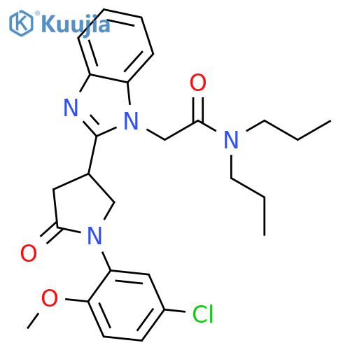 2-{2-[1-(5-chloro-2-methoxyphenyl)-5-oxopyrrolidin-3-yl]-1H-1,3-benzodiazol-1-yl}-N,N-dipropylacetamide structure