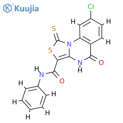 8-chloro-5-oxo-N-phenyl-1-sulfanylidene-4H-[1,3]thiazolo[3,4-a]quinazoline-3-carboxamide structure