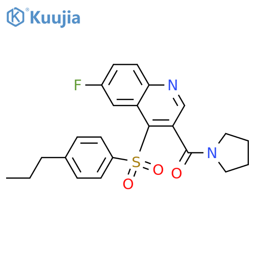 6-fluoro-4-(4-propylbenzenesulfonyl)-3-(pyrrolidine-1-carbonyl)quinoline structure