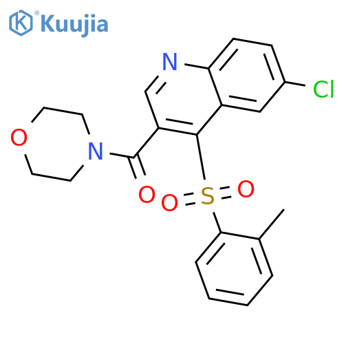 6-chloro-4-(2-methylbenzenesulfonyl)-3-(morpholine-4-carbonyl)quinoline structure
