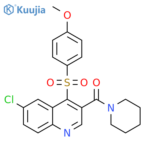 6-chloro-4-(4-methoxybenzenesulfonyl)-3-(piperidine-1-carbonyl)quinoline structure