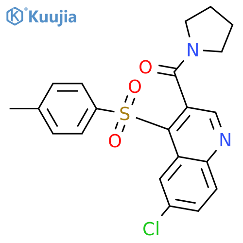 6-chloro-4-(4-methylbenzenesulfonyl)-3-(pyrrolidine-1-carbonyl)quinoline structure