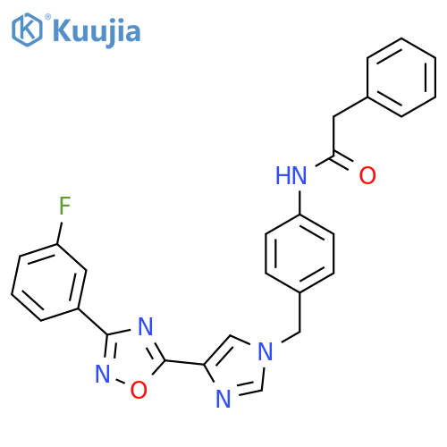 N-[4-({4-[3-(3-fluorophenyl)-1,2,4-oxadiazol-5-yl]-1H-imidazol-1-yl}methyl)phenyl]-2-phenylacetamide structure