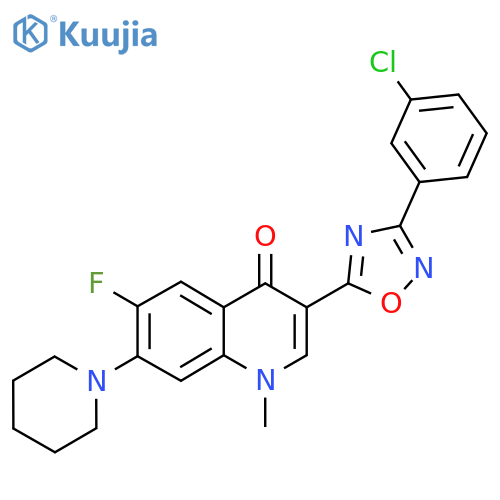 3-[3-(3-chlorophenyl)-1,2,4-oxadiazol-5-yl]-6-fluoro-1-methyl-7-(piperidin-1-yl)-1,4-dihydroquinolin-4-one structure