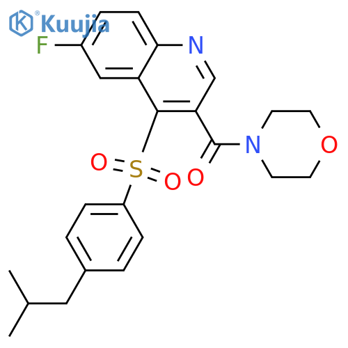 6-fluoro-4-[4-(2-methylpropyl)benzenesulfonyl]-3-(morpholine-4-carbonyl)quinoline structure