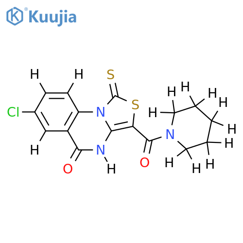 7-chloro-3-(piperidine-1-carbonyl)-1-sulfanylidene-1H,4H,5H-[1,3]thiazolo[3,4-a]quinazolin-5-one structure