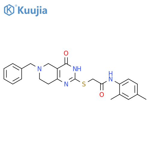 2-({6-benzyl-4-oxo-3H,4H,5H,6H,7H,8H-pyrido[4,3-d]pyrimidin-2-yl}sulfanyl)-N-(2,4-dimethylphenyl)acetamide structure