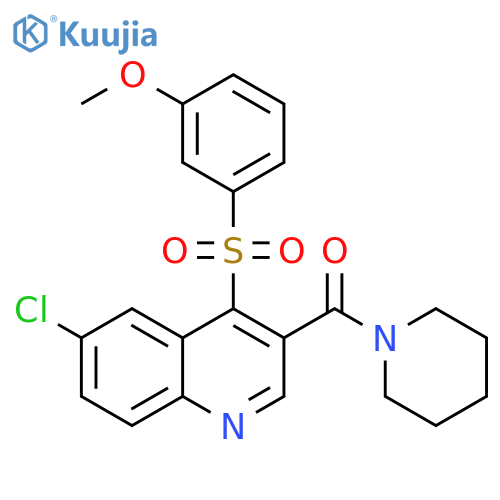 6-chloro-4-(3-methoxybenzenesulfonyl)-3-(piperidine-1-carbonyl)quinoline structure
