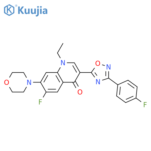 1-ethyl-6-fluoro-3-[3-(4-fluorophenyl)-1,2,4-oxadiazol-5-yl]-7-(morpholin-4-yl)-1,4-dihydroquinolin-4-one structure