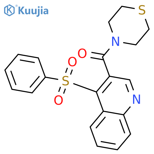 4-(benzenesulfonyl)-3-(thiomorpholine-4-carbonyl)quinoline structure