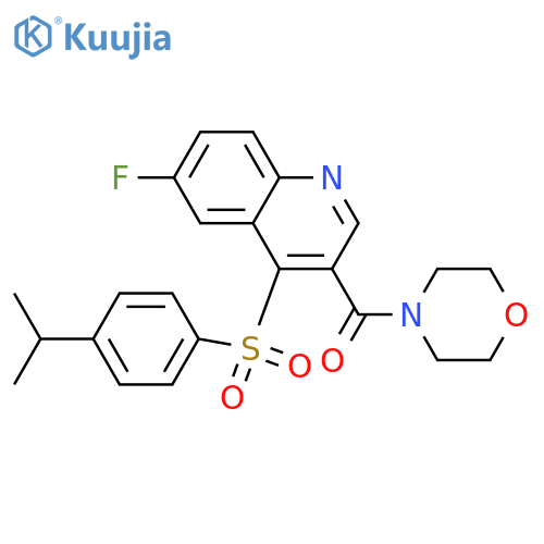 6-fluoro-3-(morpholine-4-carbonyl)-4-[4-(propan-2-yl)benzenesulfonyl]quinoline structure