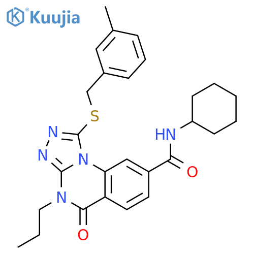 N-cyclohexyl-1-{[(3-methylphenyl)methyl]sulfanyl}-5-oxo-4-propyl-4H,5H-[1,2,4]triazolo[4,3-a]quinazoline-8-carboxamide structure