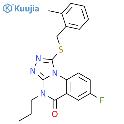 7-fluoro-1-{[(2-methylphenyl)methyl]sulfanyl}-4-propyl-4H,5H-[1,2,4]triazolo[4,3-a]quinazolin-5-one structure