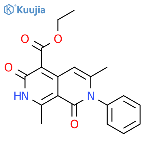 2,7-Naphthyridine-4-carboxylic acid, 2,3,7,8-tetrahydro-1,6-dimethyl-3,8-dioxo-7-phenyl-, ethyl ester structure