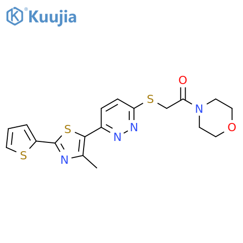 2-({6-[4-methyl-2-(thiophen-2-yl)-1,3-thiazol-5-yl]pyridazin-3-yl}sulfanyl)-1-(morpholin-4-yl)ethan-1-one structure