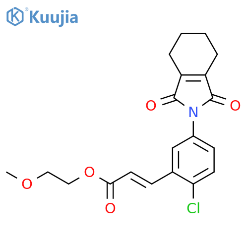 2-Propenoic acid, 3-[2-chloro-5-(1,3,4,5,6,7-hexahydro-1,3-dioxo-2H-isoindol-2-yl)phenyl]- , 2-methoxyethyl ester structure