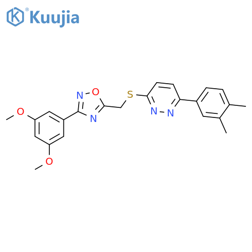 3-({[3-(3,5-dimethoxyphenyl)-1,2,4-oxadiazol-5-yl]methyl}sulfanyl)-6-(3,4-dimethylphenyl)pyridazine structure