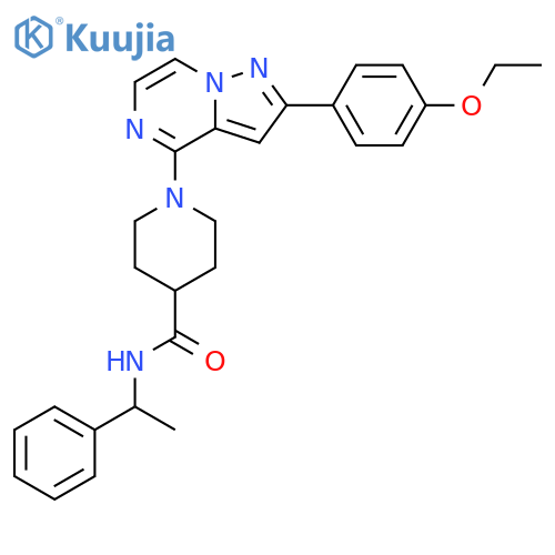 1-[2-(4-ethoxyphenyl)pyrazolo[1,5-a]pyrazin-4-yl]-N-(1-phenylethyl)piperidine-4-carboxamide structure